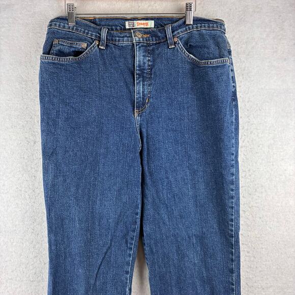 Vintage Faded Glory Straight Jeans Womens 16 Blue Cotton Stretch 32x29 Versatile - Picture 3 of 13